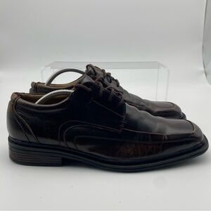 Florsheim Men Size 10.5 Shoes Cognac Brown Leather Dress Oxford Square Toe